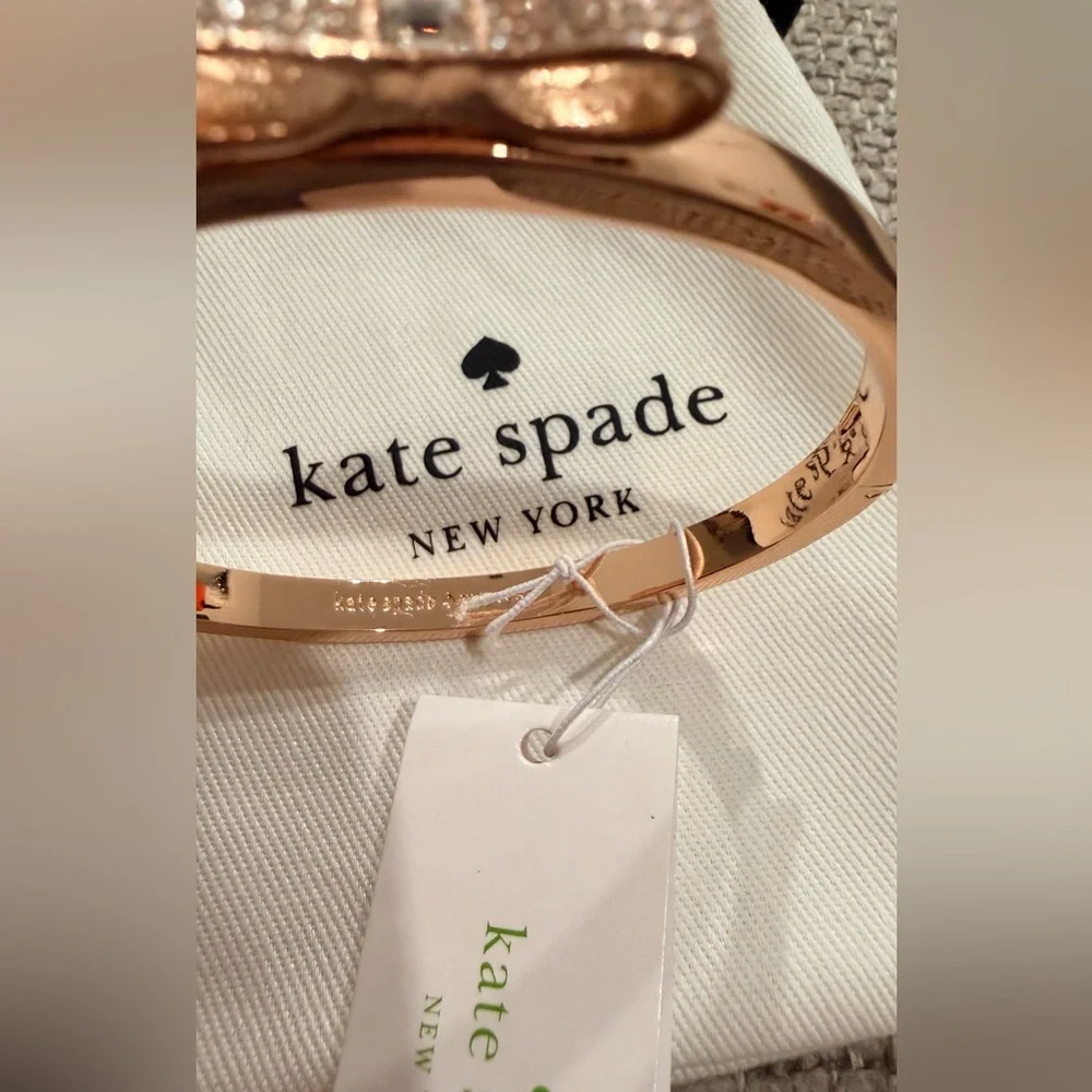 kate spade rose gold-tone crystal ready set bow bangle - Picture 5 of 5